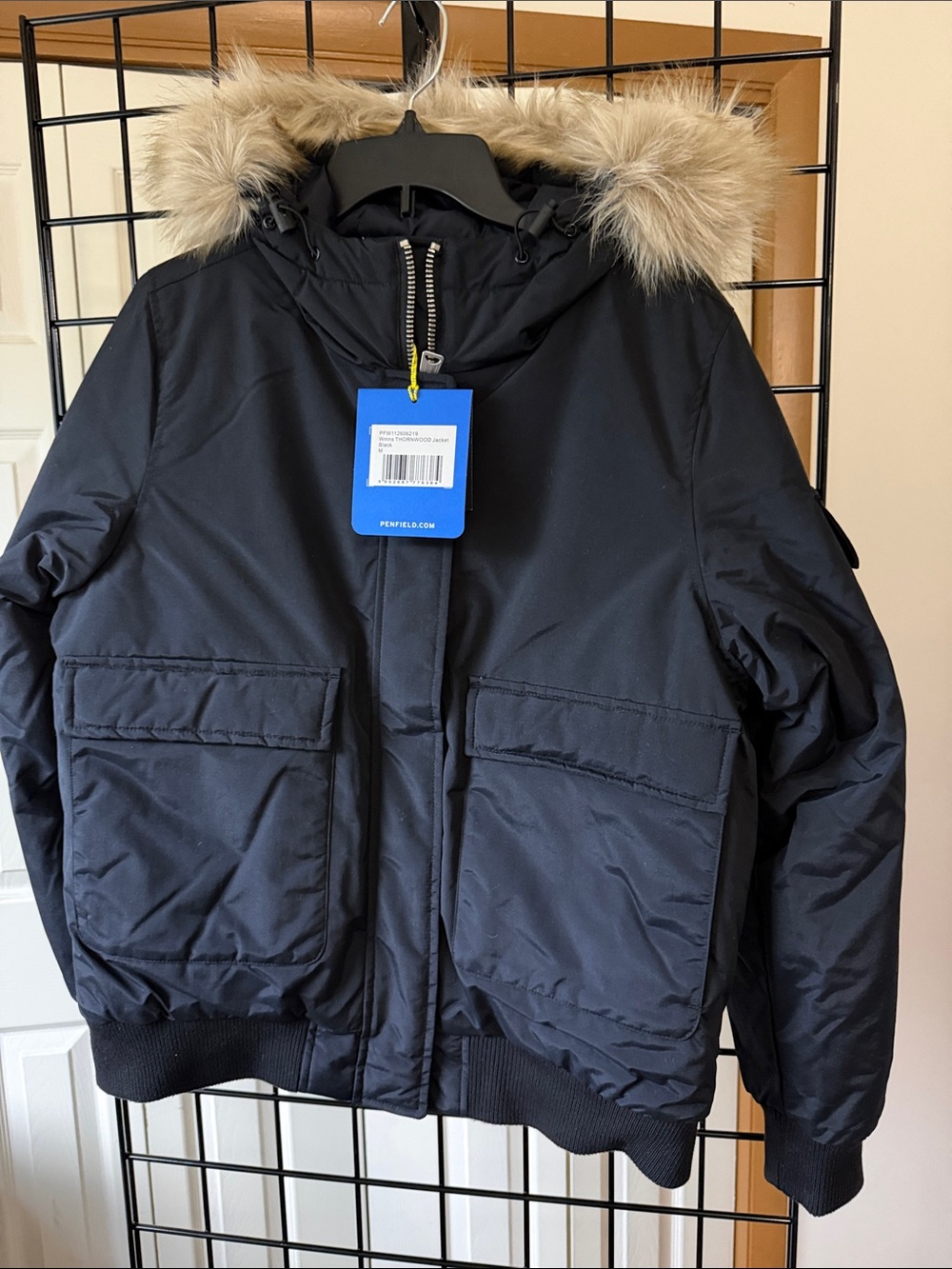 Penfield Thornwood Black Puffer Jacket with Faux Fur Trim Hood